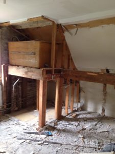 Restoration of beams and plaster begins