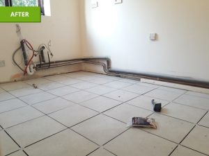 Renovated floor with new tiles